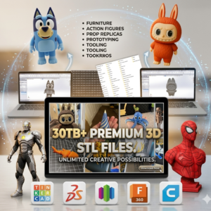 Bibliothèque de 30TB de fichiers STL 3D premium pour impression 3D incluant figurines, meubles, prototypes et objets