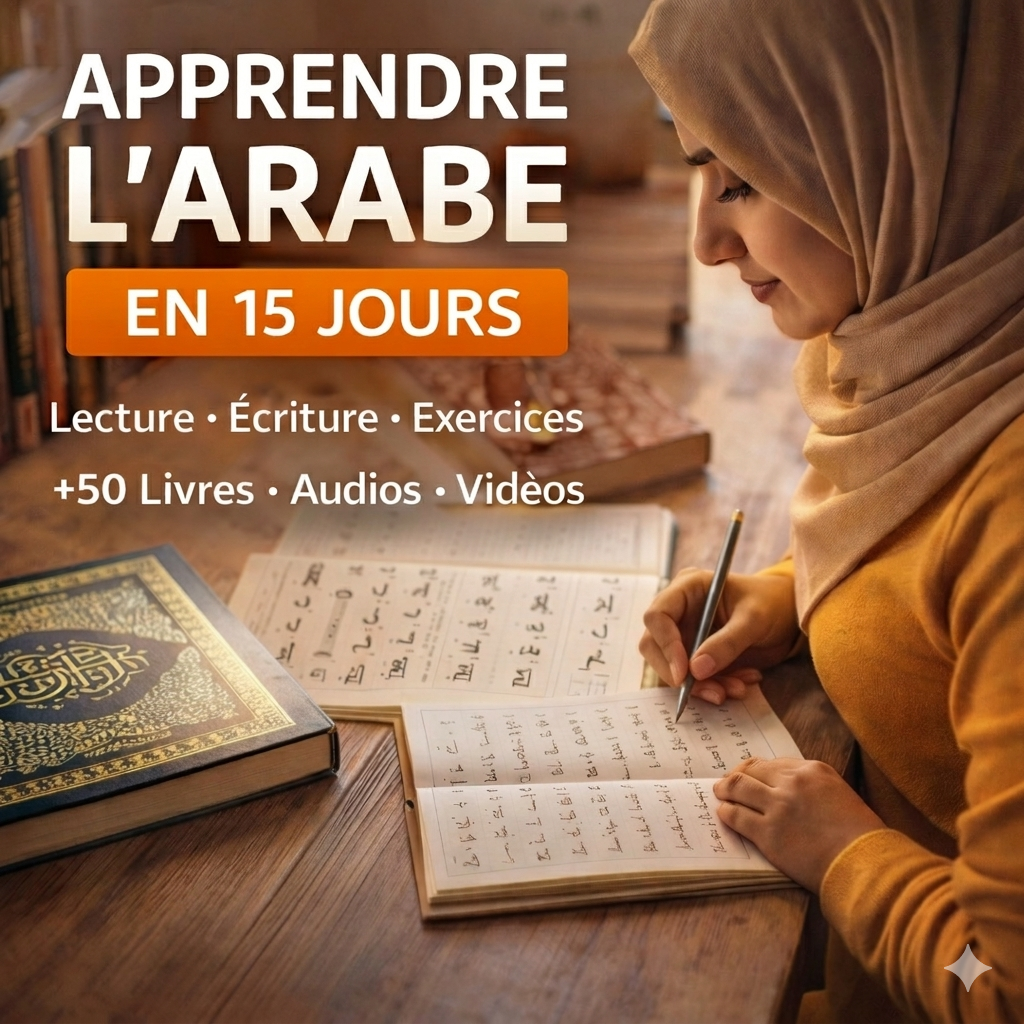 Formation pour apprendre l’arabe en 15 jours avec exercices de lecture, écriture et supports pédagogiques